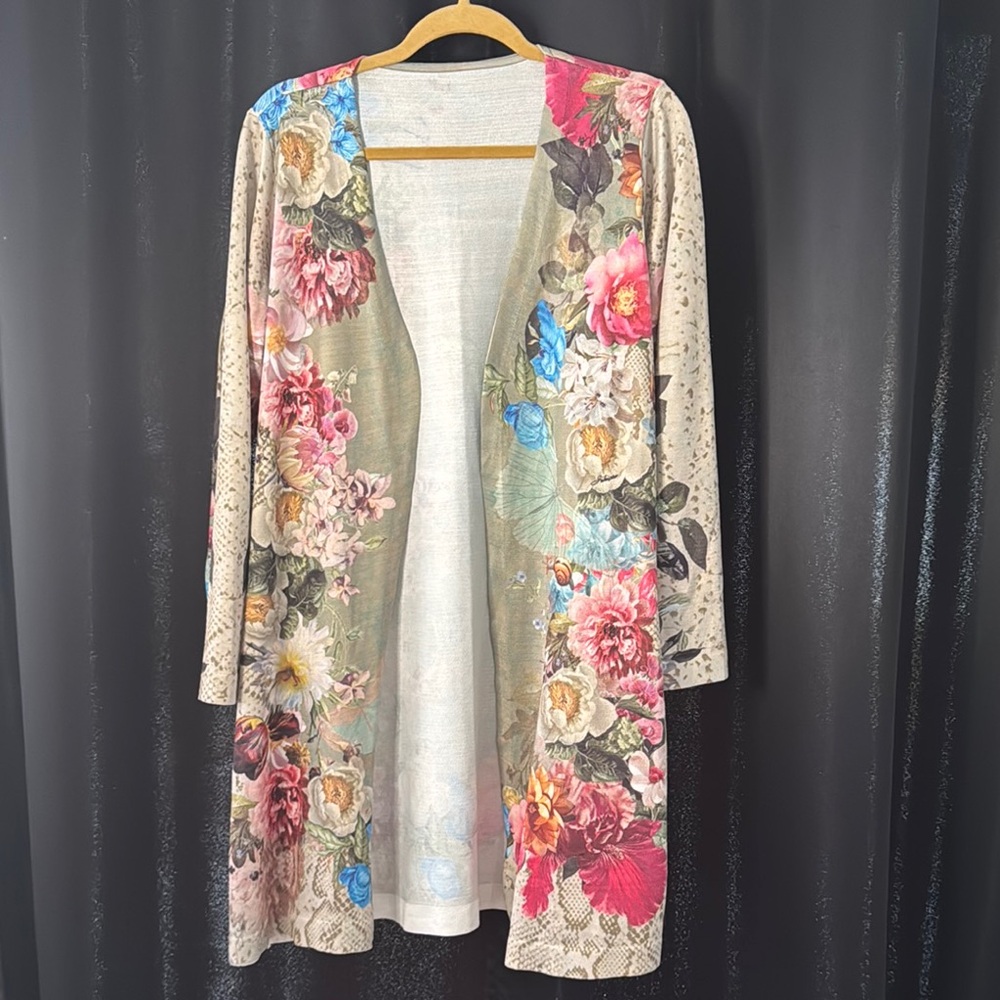 Floral Open-Front Women's Sweater